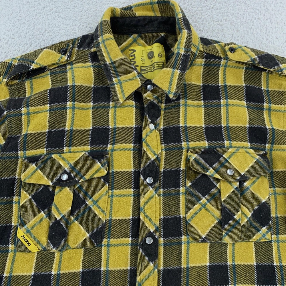 Analog Flannel Patchwork Plaid Pearl Snap Shirt Large Vampiros De La Noche - Picture 3 of 9